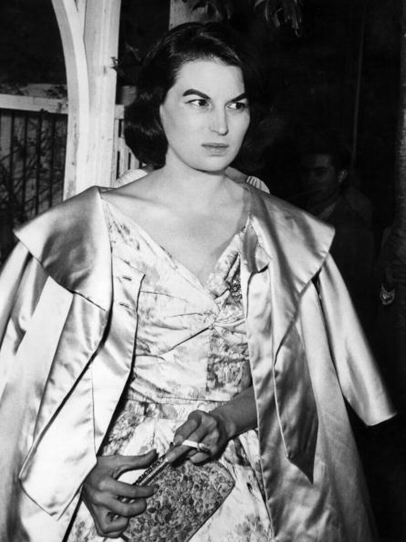 Silvana Mangano at the Roman "Belvedere della Rose" night club for the award ceremony.
