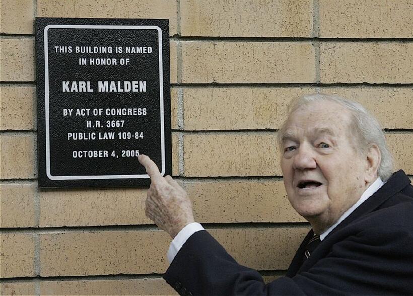 Karl Malden at the dedication of the Barrington Station Post Office.