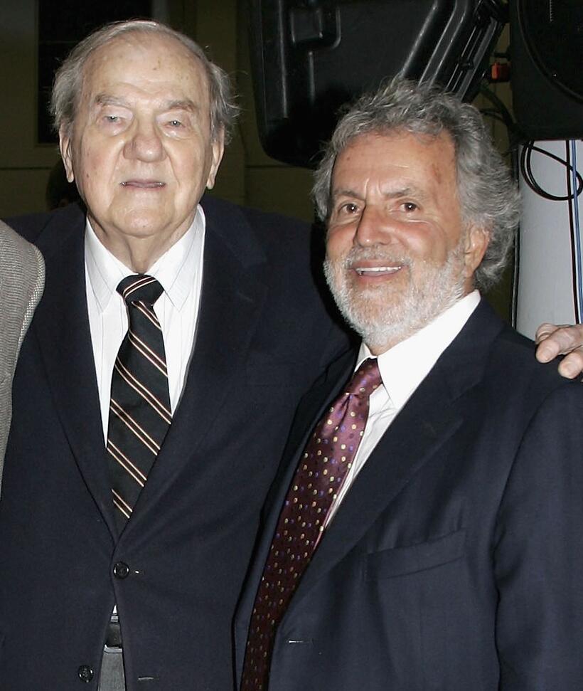 Karl Malden and Sid Ganis at the dedication of Barrington Station Post Office.