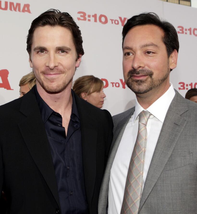 James Mangold and Christian Bale at the premiere of "3:10 to Yuma."