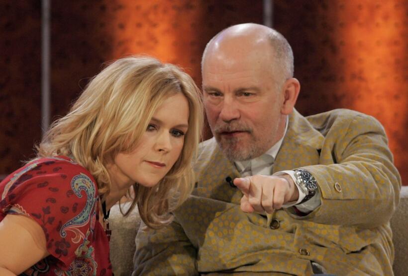 John Malkovich and Veronica Ferres at the live broadcast of "Wetten, dass..?" on ZDF television.