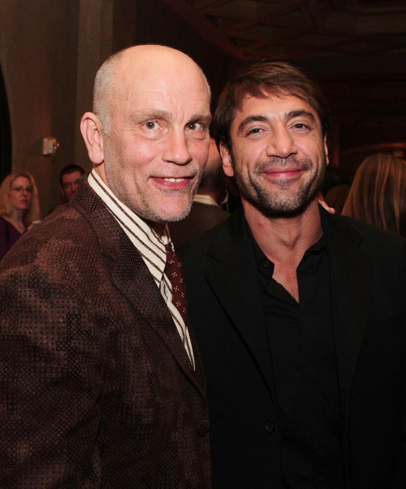 John Malkovich and Javier Bardem at the premiere of Miramax Films "No Country for Old Men" - Afterparty.