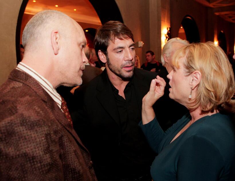 John Malkovich, Javier Bardem and Tess Harper at the premiere of Miramax Films "No Country for Old Men" - Afterparty.