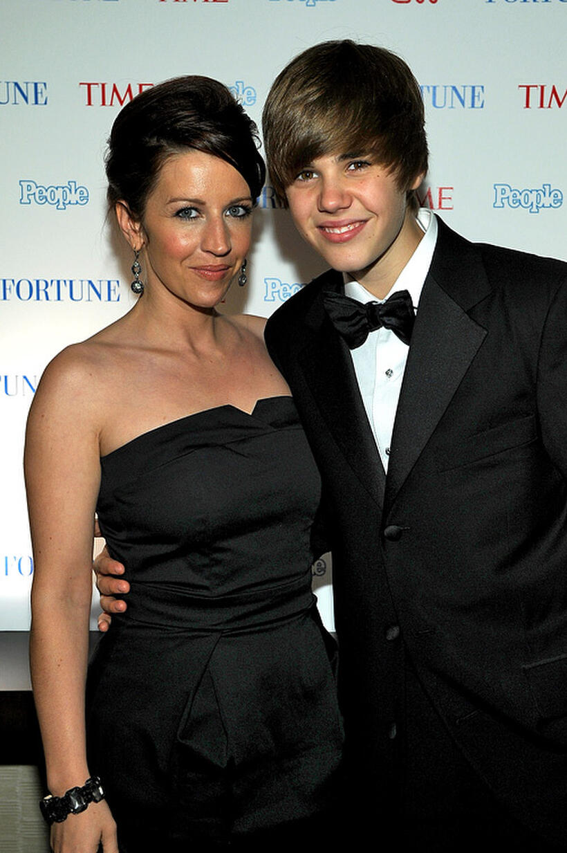 Pattie Mallette and Musician Justin Bieber at the TIME/CNN/People/Fortune 2010 White House Correspondents' Dinner pre-party in Washington.