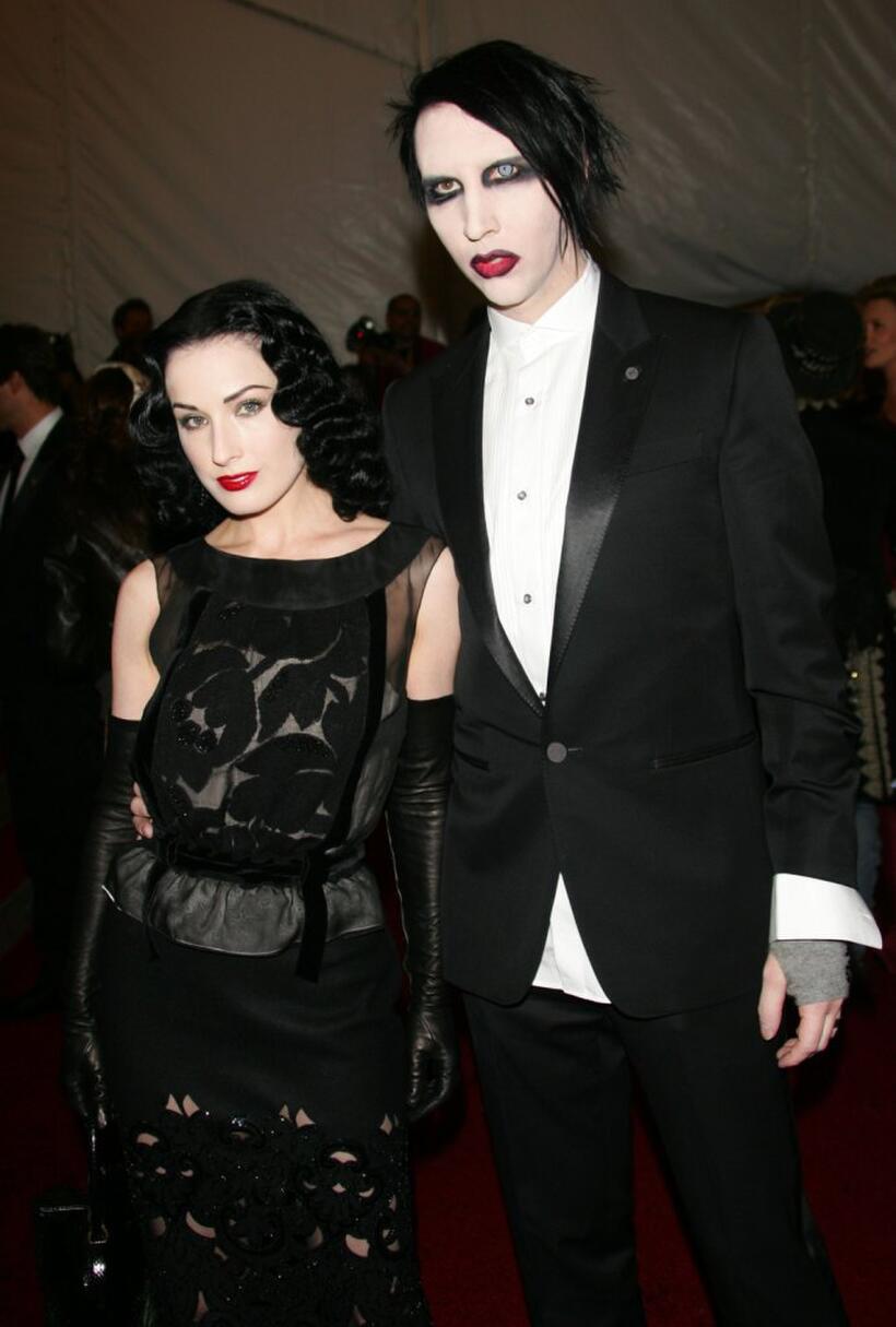 Dita Von Teese and Marilyn Manson at the Metropolitan Museum of Art Costume Institute Benefit Gala: Anglomania.