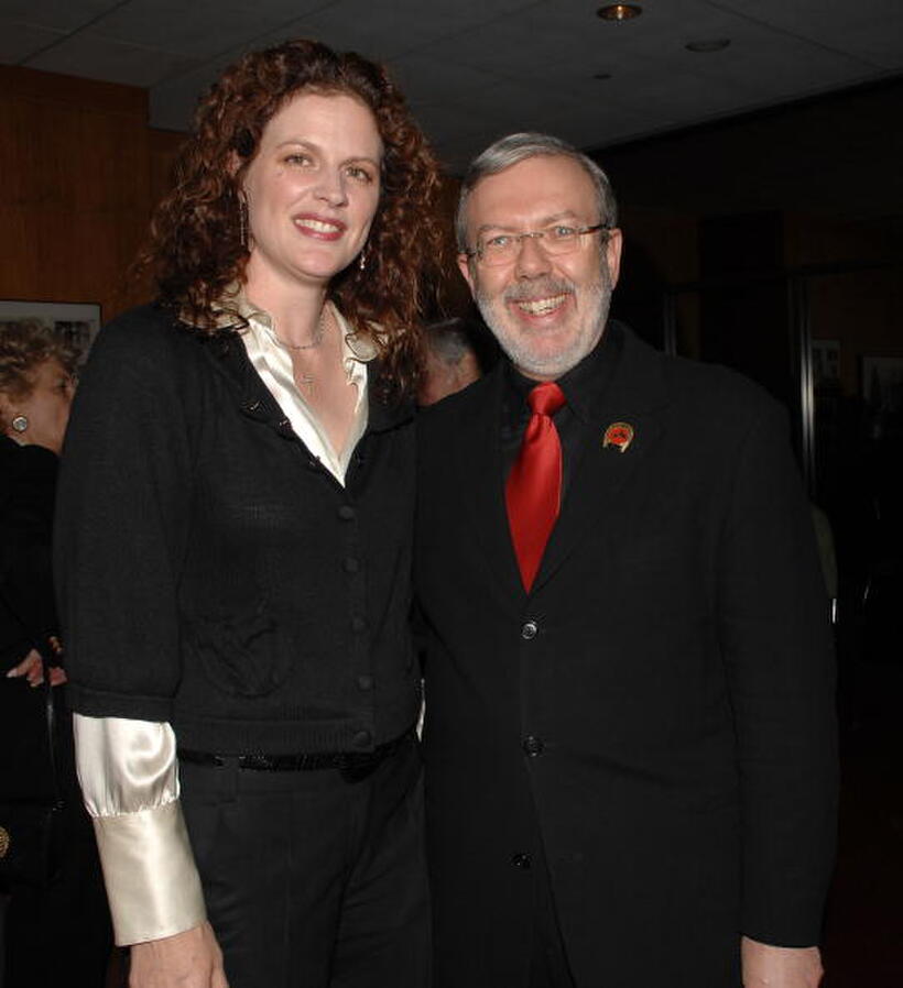 Leonard Maltin and Angelique Pitney at the premiere of the restored 3D classic "Hondo".