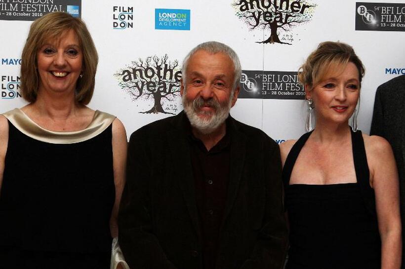 Ruth Sheen, director Mike Leigh and Lesley Manville at the premiere of "Another Year" during the 54th BFI London Film Festival.