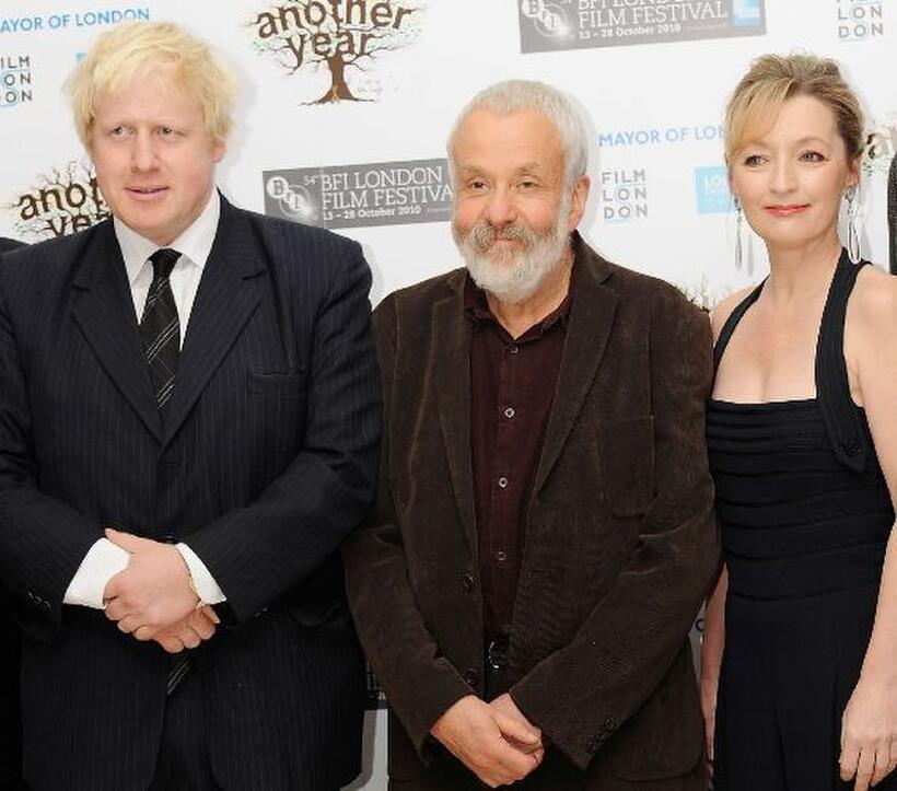 Mayor of London Boris Johnson, director Mike Leigh and Lesley Manville at the premiere of "Another Year" during the 54th BFI London Film Festival.
