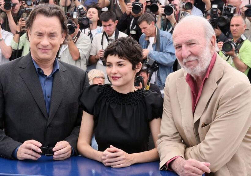 Tom Hanks, Audrey Tautou and Jean-Pierre Marielle at the photocall of "The Da Vinci Code" during the 59th International Cannes Film.
