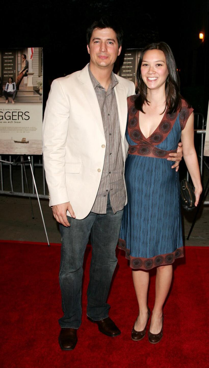 Ken Marino and Erica Marino at the premiere of "Diggers."