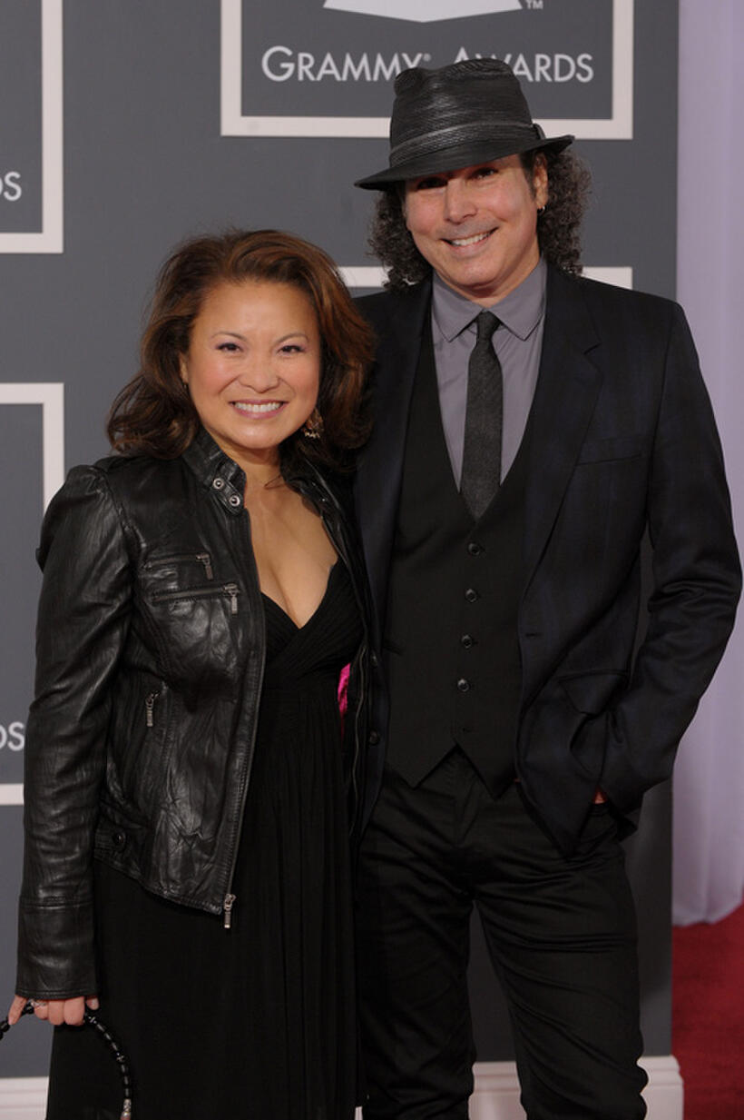 Lily Mariye and Musician Boney James at the 52nd Annual GRAMMY Awards in California.