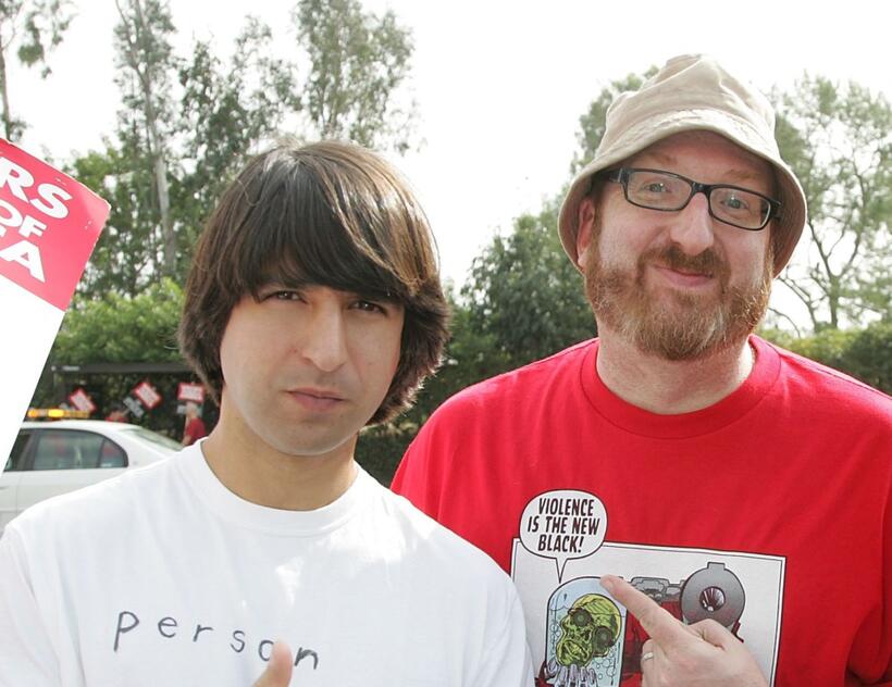 Demetri Martin and Brian Posehn at the WGA West Strike.