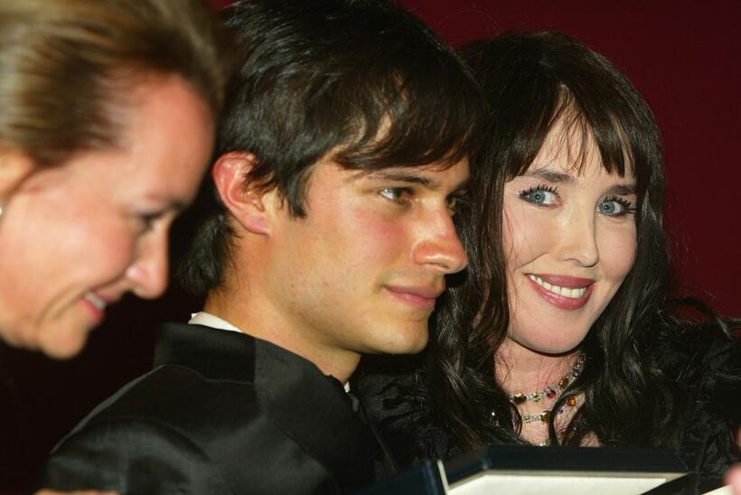 Isabelle Adjani and Chopard Vice President Caroline Gruosi-Scheufele at 56th International Cannes Film Festival.