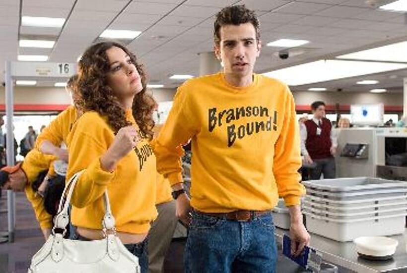 Lindsay Sloane as Marnie and Jay Baruchel as Kirk in "She's Out of My League."