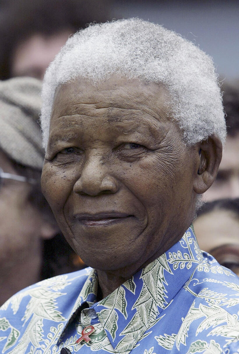 Nelson Mandela at the Robben Island Press Conference.
