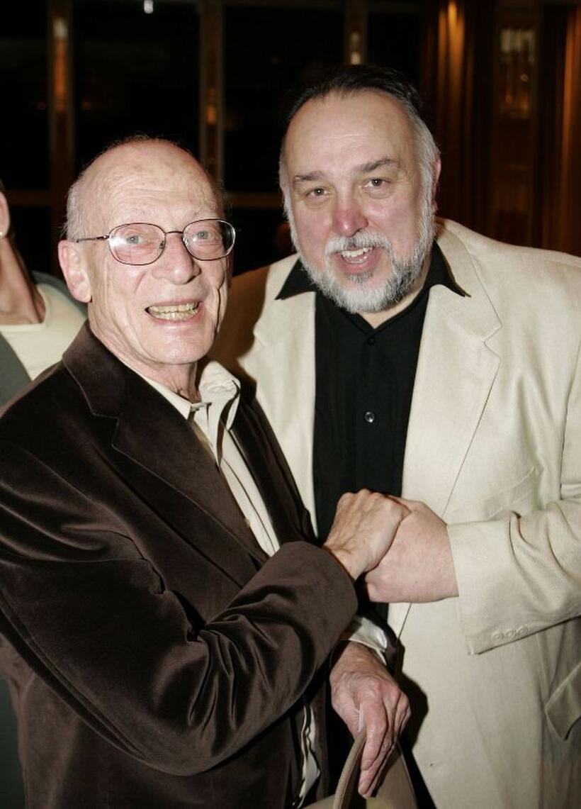 Alan Mandell and Lyle Kanouse at the after party of the opening of "The Cherry Orchard."