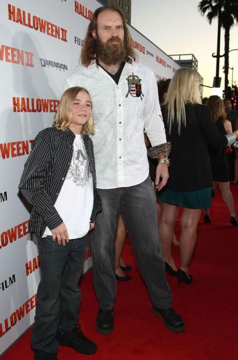 Chase Wright Vanek and Tyler Mane at the premiere of "Halloween II."
