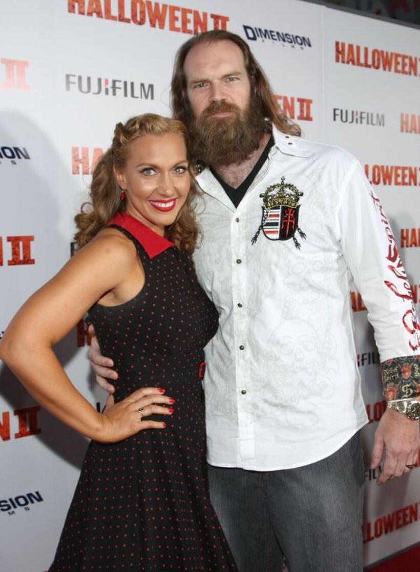 Renae Geerlings-Mane and Tyler Mane at the premiere of "Halloween II."
