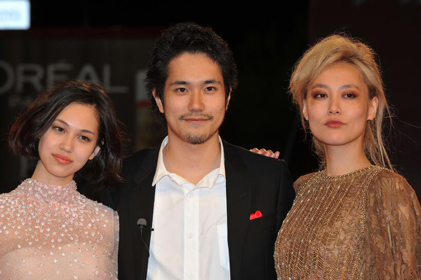 Kiko Mizuhara, Kenichi Matsuyama and Rinko Kikuchi at the premiere of "Norwegian Wood" during the 67th Venice Film Festival.