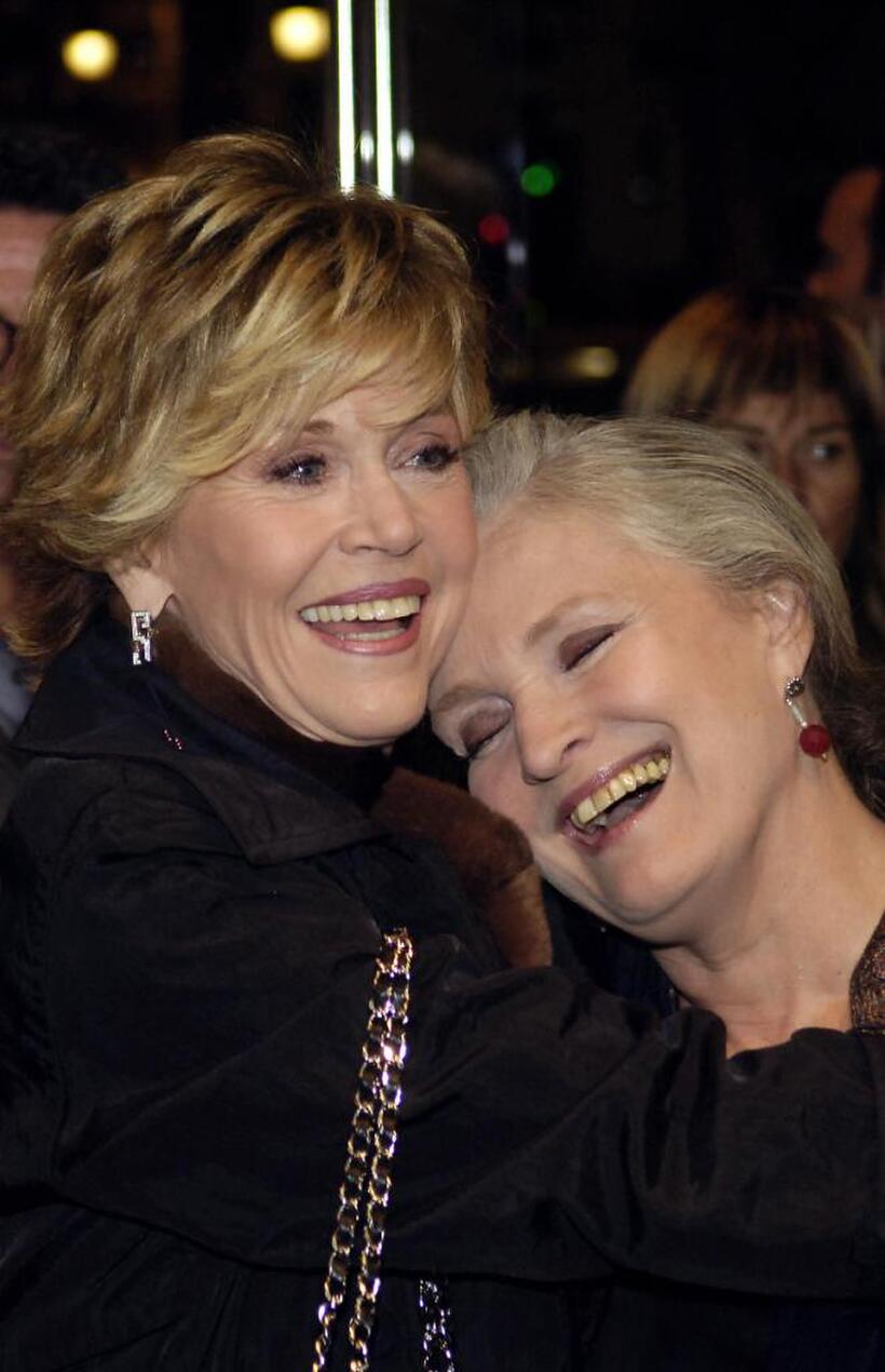 Marie-Christine Barrault and Jane Fonda at the premiere of the film documentary "Vadim, le milliardaire du bonheur".