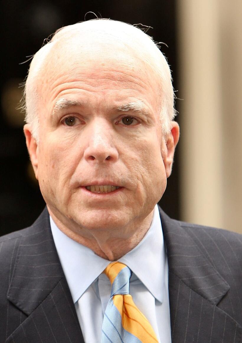 John McCain at the Downing Street in London.