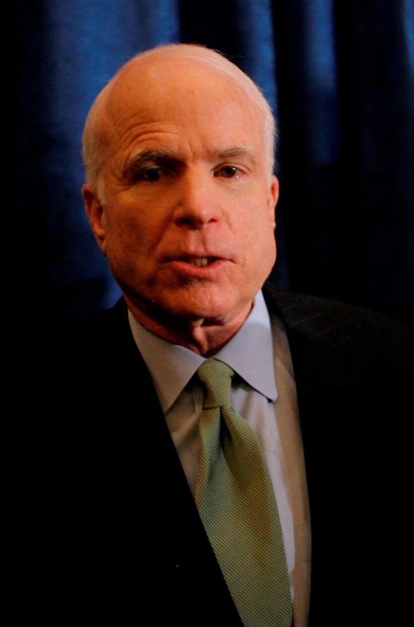 John McCain at the town hall meeting in the Royal Poinciana Ballroom.
