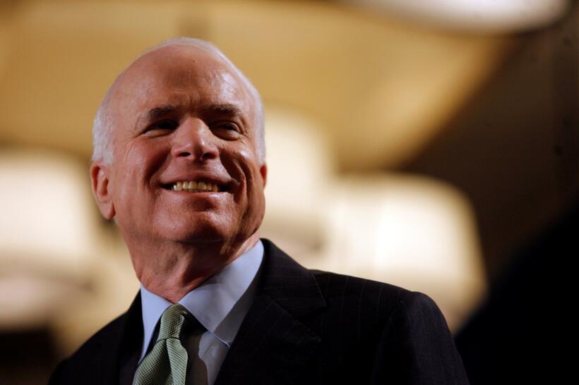 John McCain at the town hall meeting in the Royal Poinciana Ballroom.