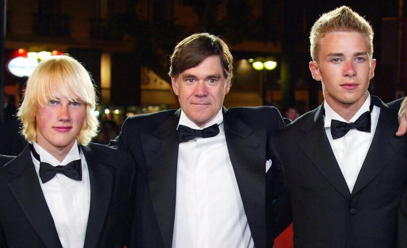 John Robinson, Director Gus Van Sant and Elias McConnell at the screening of "Elephant" during the 56th Cannes Film Festival.