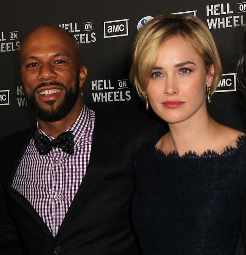 Common and Dominique McElligott at the California premiere of "Hell On Wheels."
