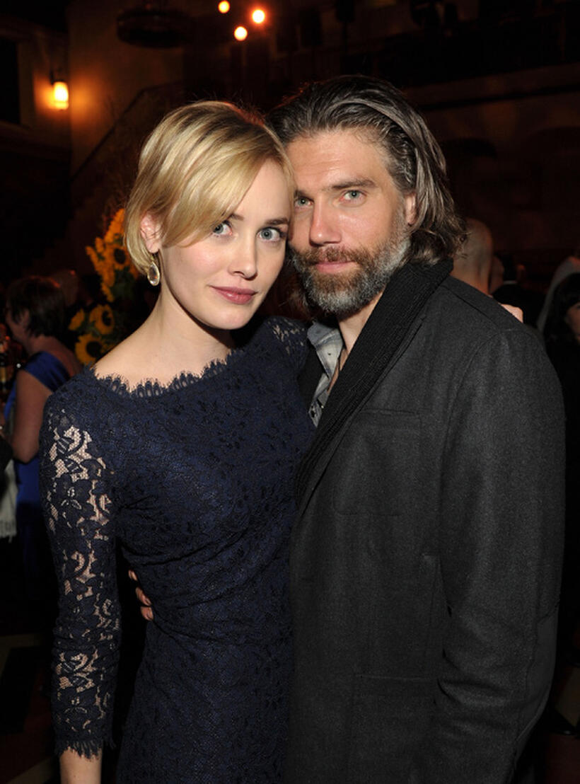 Dominique McElligott and Anson Mount at the after party of the California premiere of "Hell On Wheels."