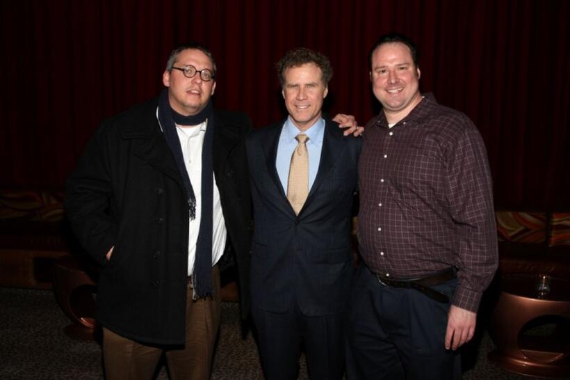 Adam McKay, Will Ferrell and Patrick Ferrell at the after party of the opening night of "You're Welcome America."