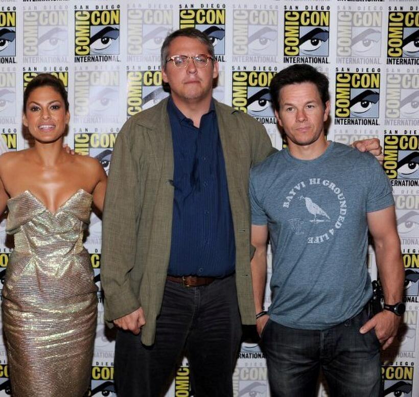 Eva Mendes, Adam McKay and Mark Wahlberg at the press conference of "The Other Guys."