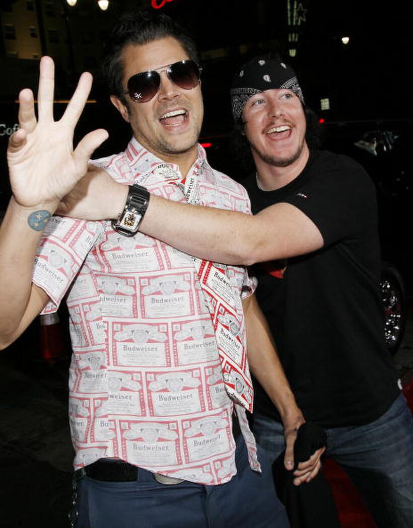Johnny Knoxville and Ehren McGhehey at the premiere of "Jackass Number Two."