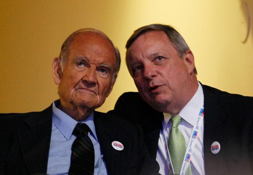 George McGovern and Sen. Dick Durbin at the Democratic National Convention (DNC).