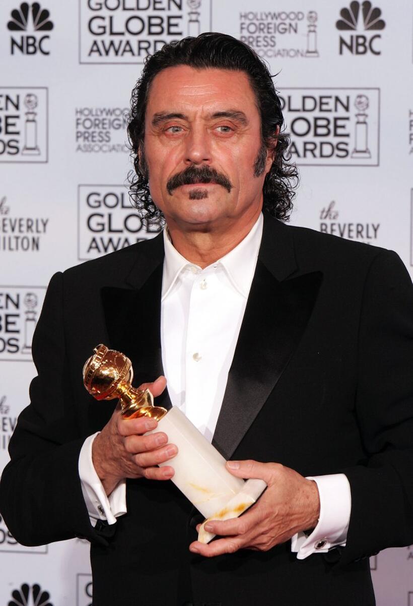 Ian McShane and Mariska Hargitay at the 62nd Annual Golden Globe Awards.