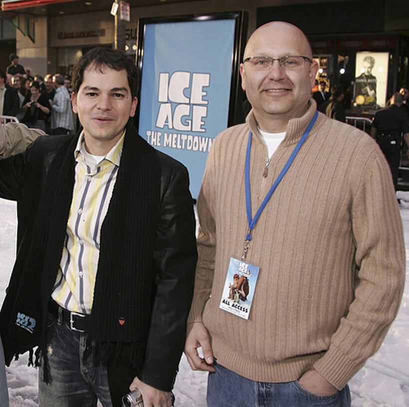 Director Carlos Saldanha and Christopher Meledandri at the world premiere of "Ice Age: The Meltdown."