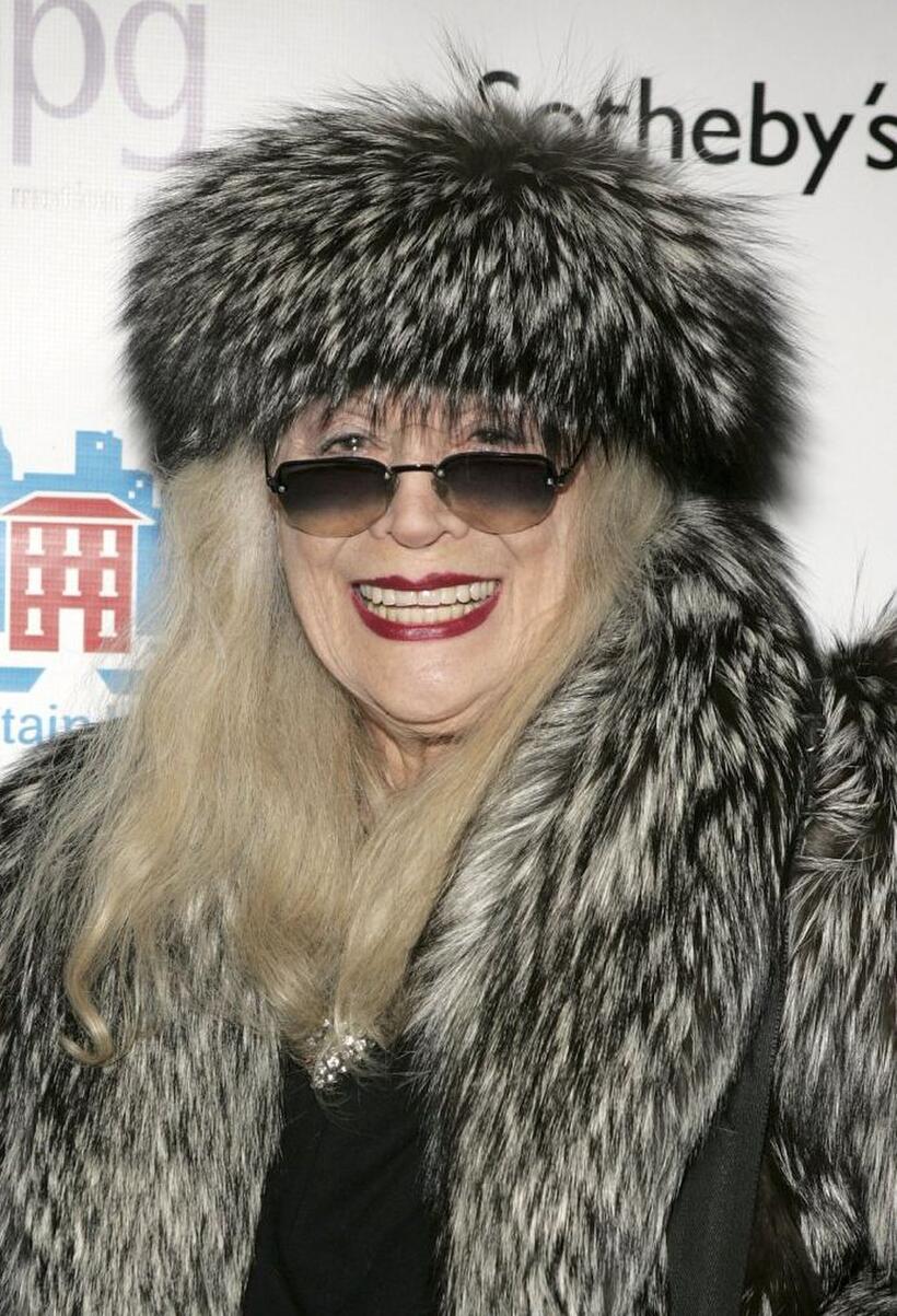 Sylvia Miles at an auction of photographer Francesco Scavullo's work benefiting Fountain House.