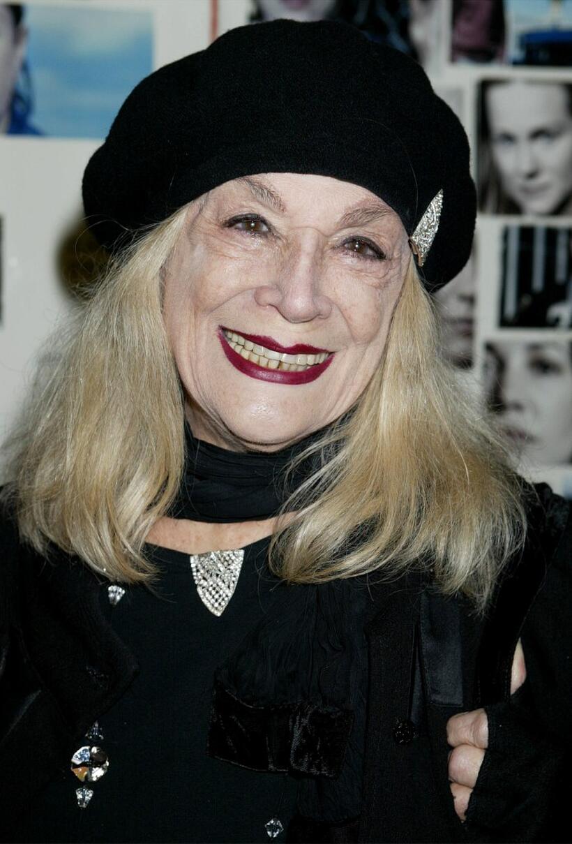 Sylvia Miles at the New York premiere of "The Laramie Project".