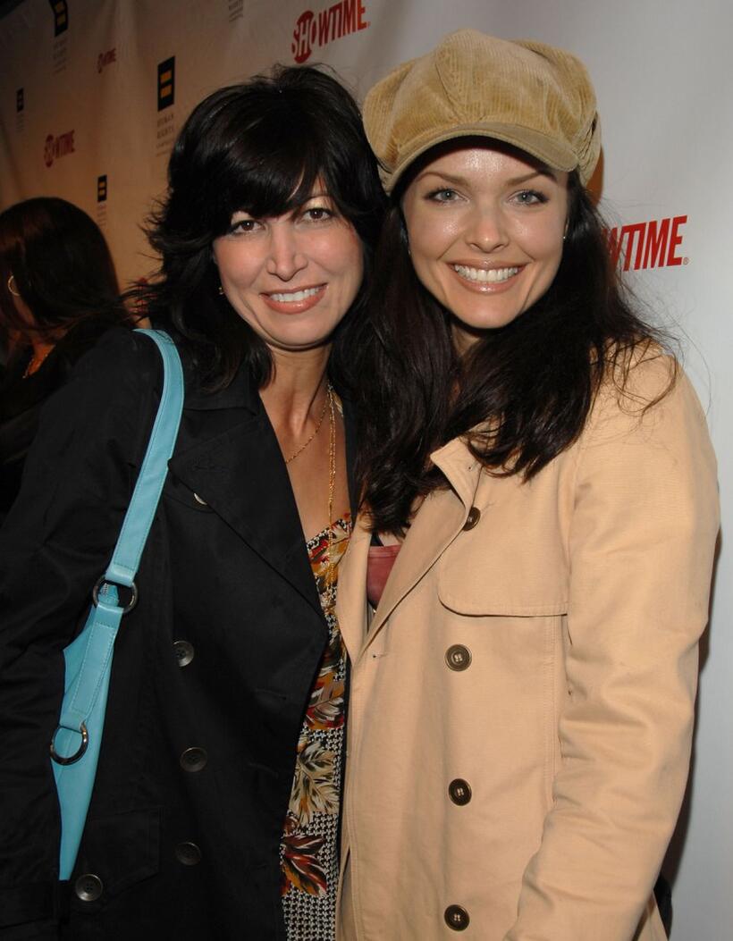 Elizabeth Keener and Dina Meyer at the season 5 premiere party of "The L Word."