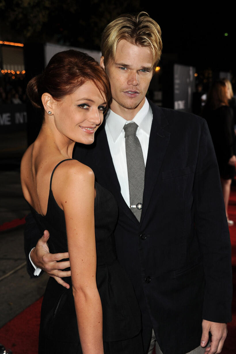 Katie Powers and Brendan Miller at the California premiere of "In Time."
