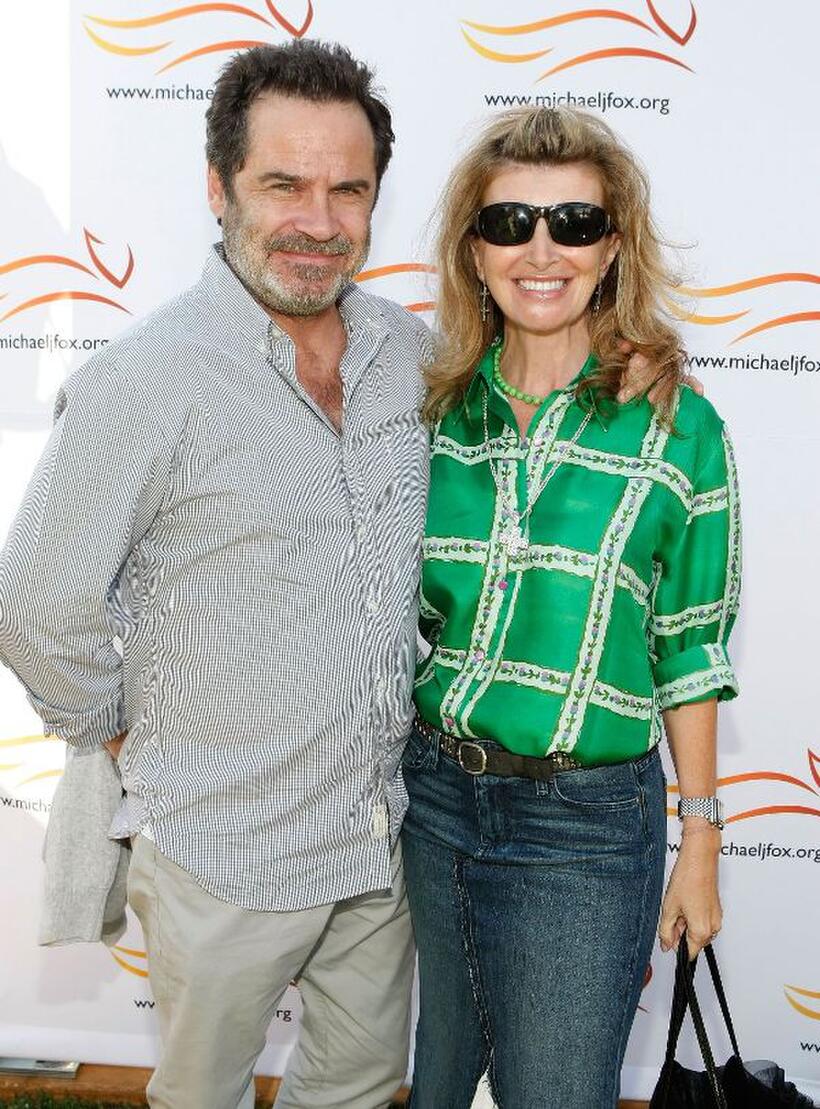 Dennis Miller and Ali Espley at the Michael J. Fox Foundation for Parkinson's Research Summer Lawn Party.