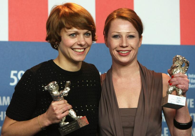 Maren Ade and Birgit Minichmayr at the Award Winners press conference during the 59th International Berlinale Film Festival.