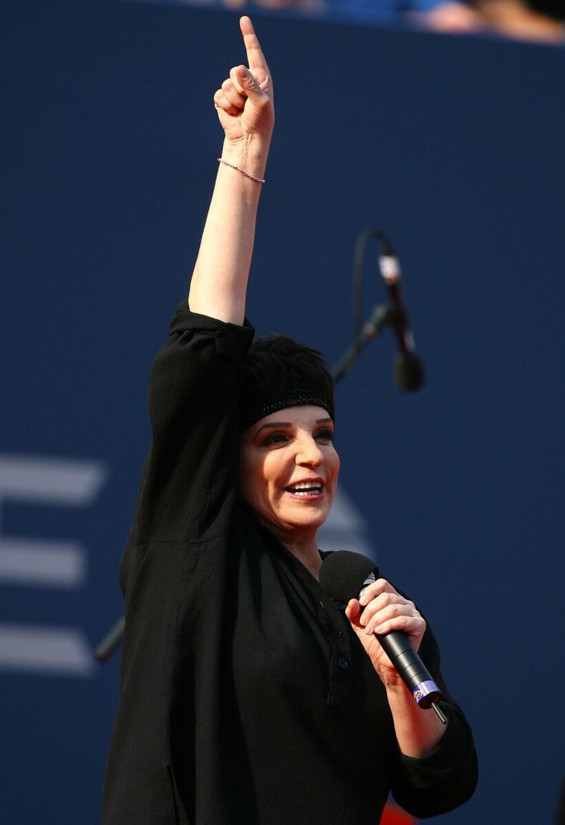 Liza Minnelli at the Billie Jean King National Tennis Center performs at 2007 U.S. Open Men's Final.