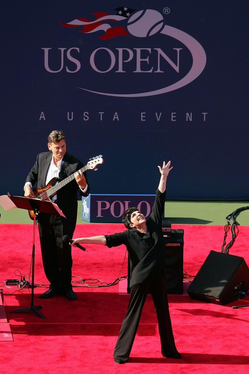 Liza Minnelli at the Billie Jean King National Tennis Center performs at 2007 U.S. Open Men's Final.