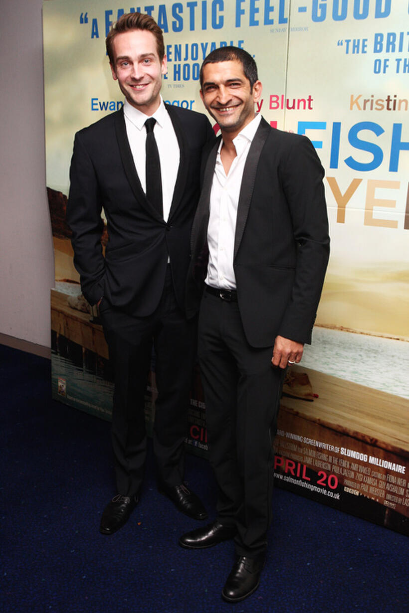 Tom Mison and Amr Waked at the European premiere of "Salmon Fishing in the Yemen" in London.