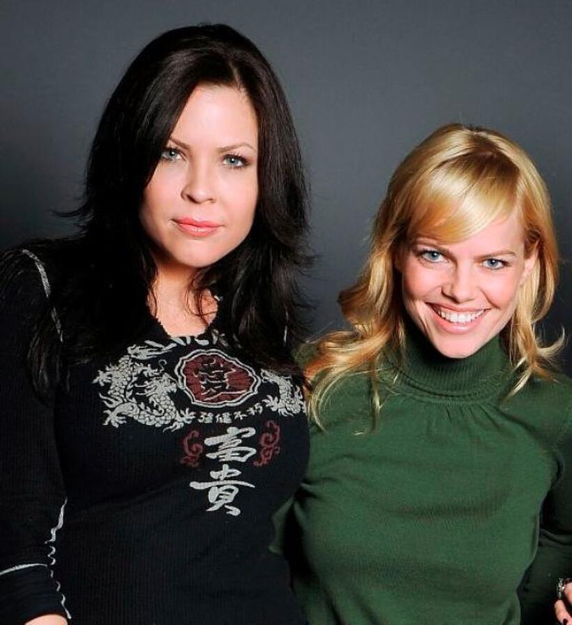 Mircea Monroe and Donnamarie Recco at the Hollywood Life House.