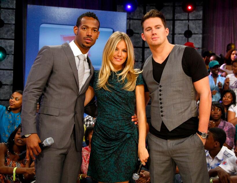 Marlon Wayans, Sienna Miller and Channing Tatum at the BET's "106 & Park."