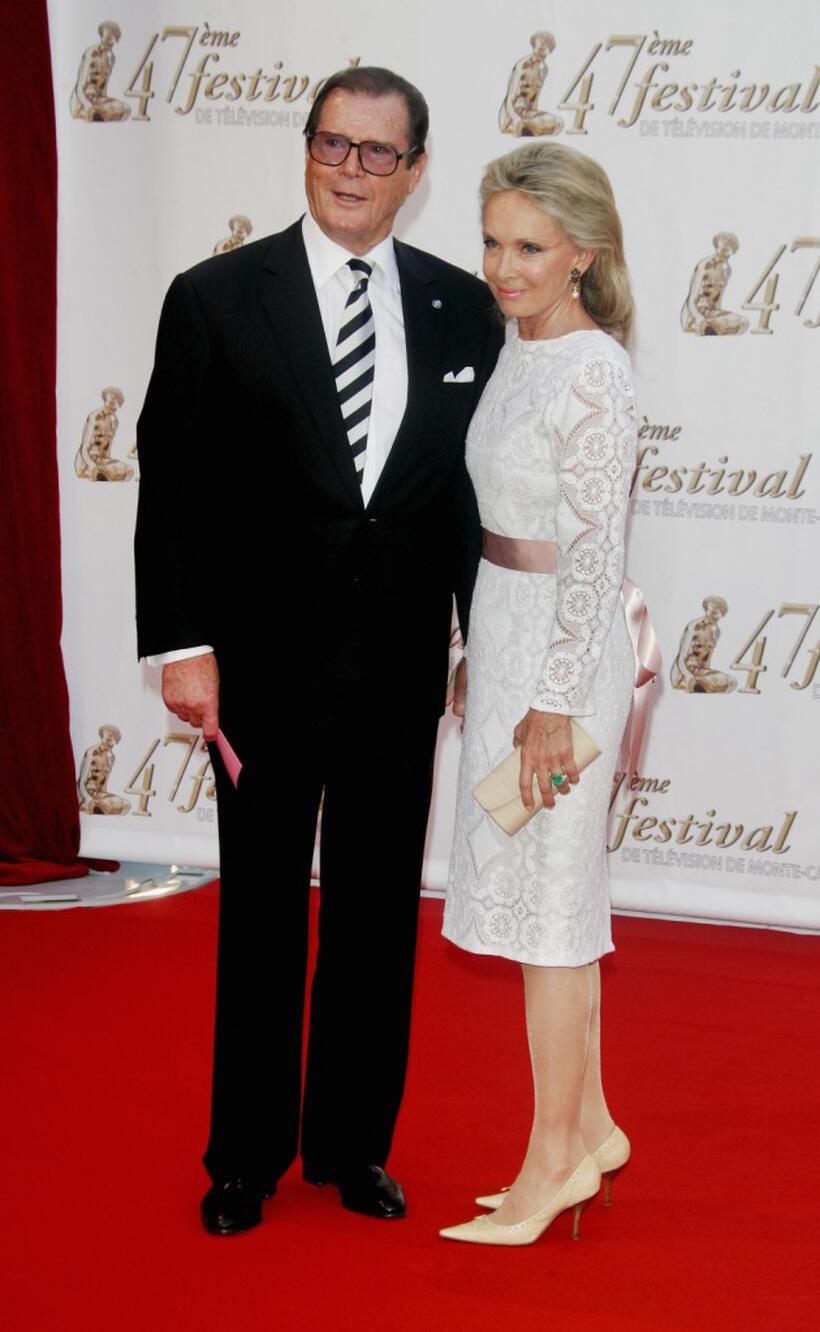 Roger Moore and wife Christina Tholstrup at the opening night of the 2007 Monte Carlo Television Festival.