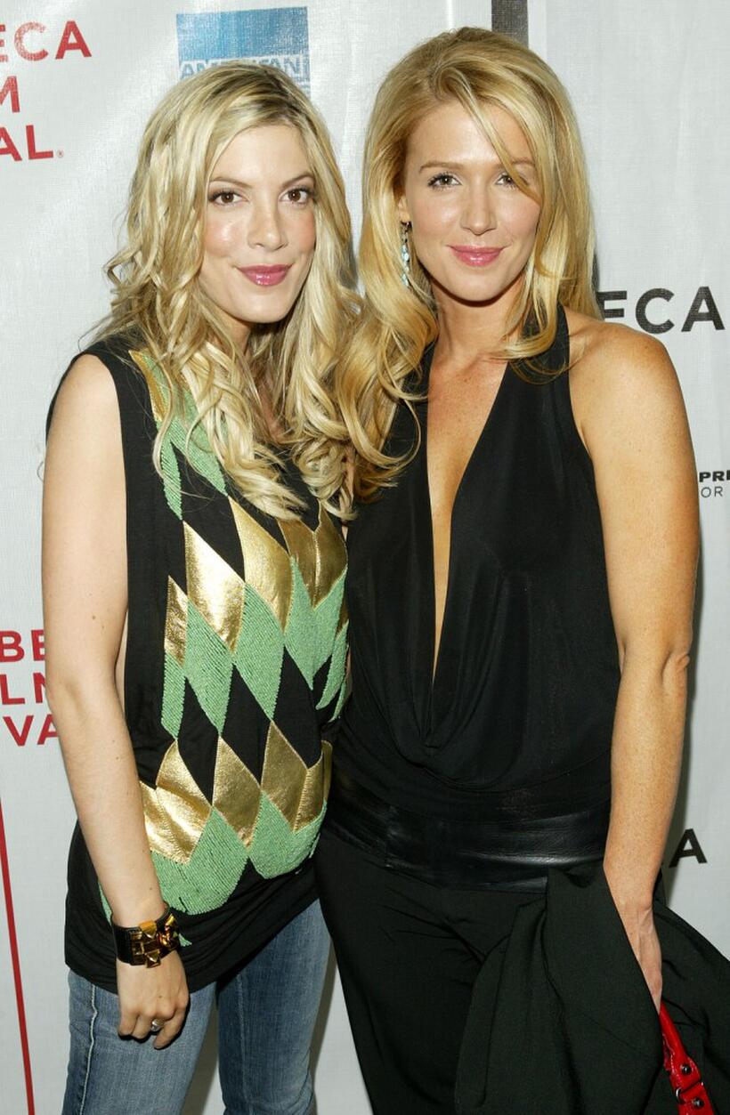 Tori Spelling and Poppy Montgomery at the premiere of "50 Ways To Leave Your Lover" during the 2004 Tribeca Film Festival.