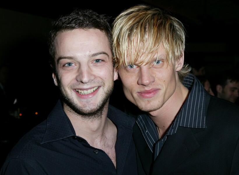 Euan Morton and Jeffrey Carlson at the opening night party of "The Distance From Here."